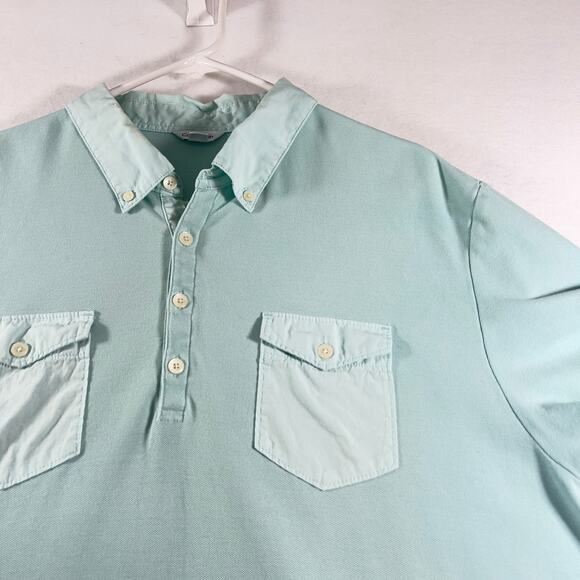 Calvin Klein Polo Shirt Men XXL All Cotton Mint Green Pockets Button Down Collar - Picture 3 of 11